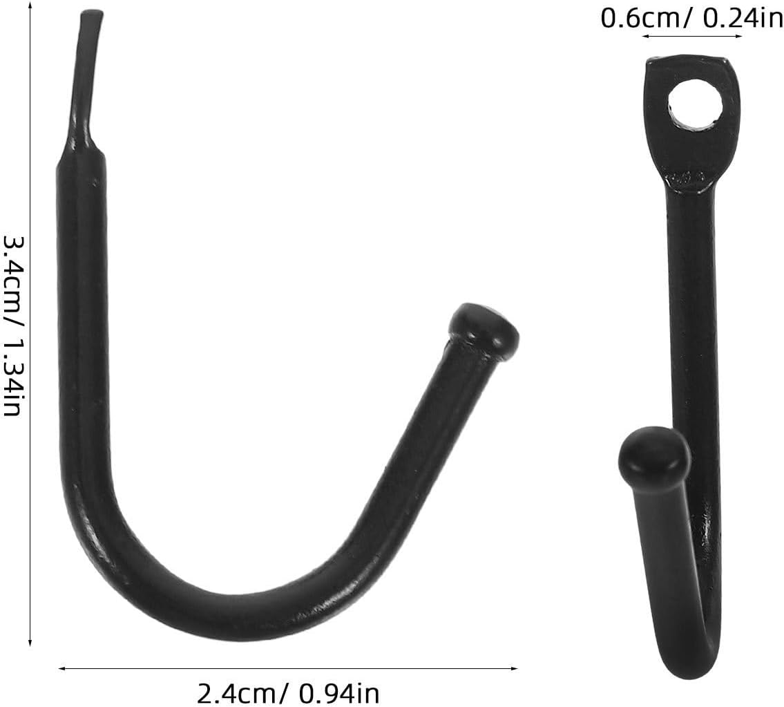 STOBAZA Lot De 20 Crochets Robustes En Fer Noir Pour Suspendre, Crochets Muraux Polyvalents Pour Rangement D'outils Garage Ou Atelier