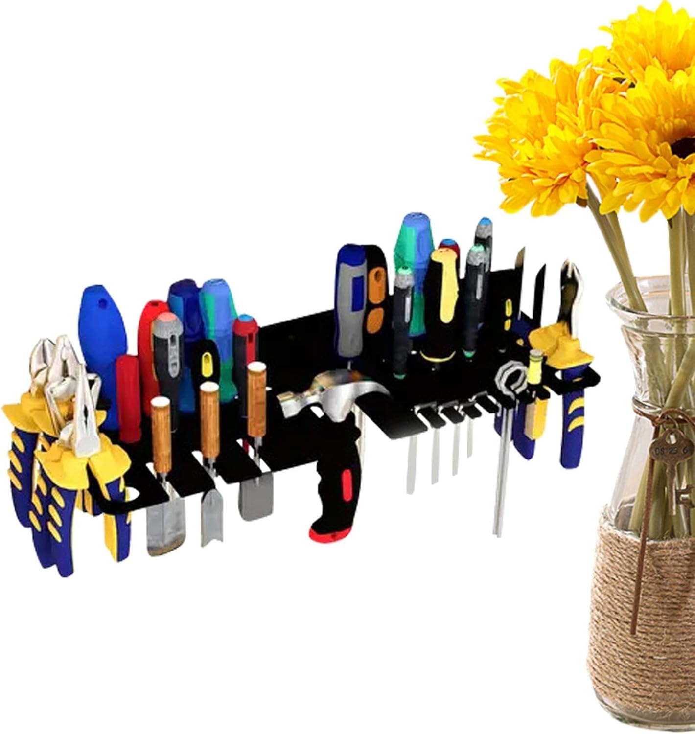 Générique Metal Tool Organizer, Pliers Holder Rack, Mounted Tool Organizer, Heavy Duty Tool Rack, Multifunctional Wall-Mounted Tools Racks For Screwdriver, Pliers, Hammers, And Spatula