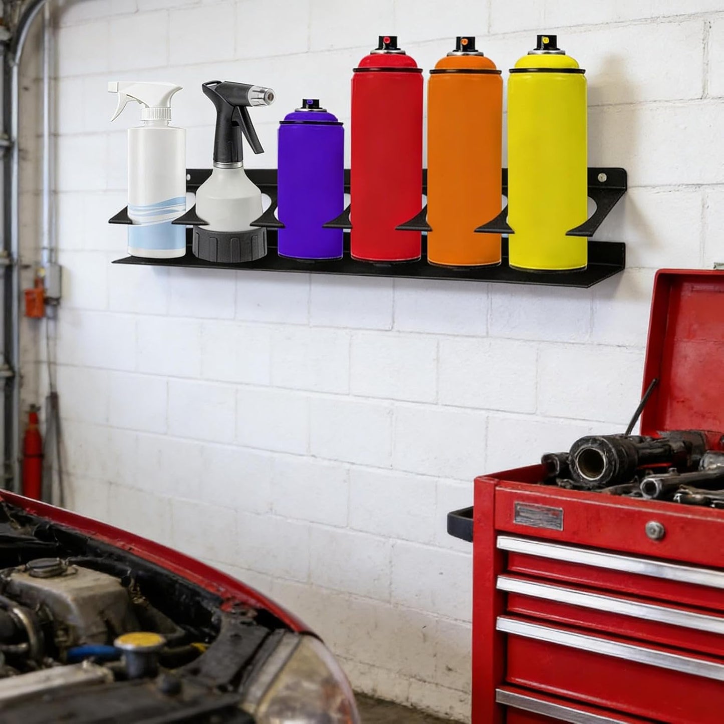 Generisch Organisateur De Flacons Pulvérisateurs | Étagère De Rangement à 6 Compartiments | Support De Bombes Aérosol Peu Encombrant – Pour Garage, Atelier, Maison, Voiture De Service, Chauffeur