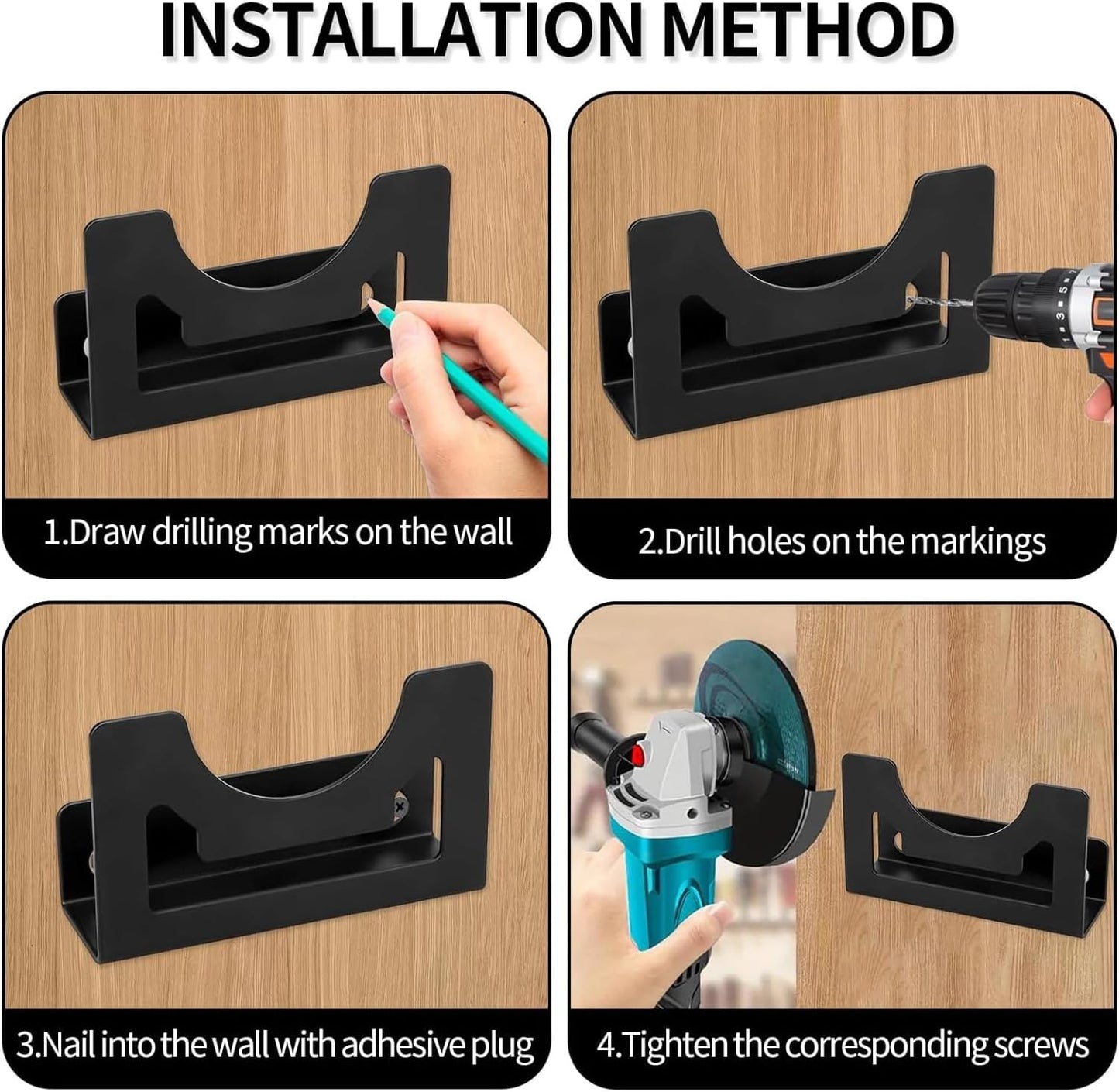 Lot De 2 Supports Muraux Pour Meuleuse à Installation Rapide Pour Garage, Atelier, économiseur D'espace