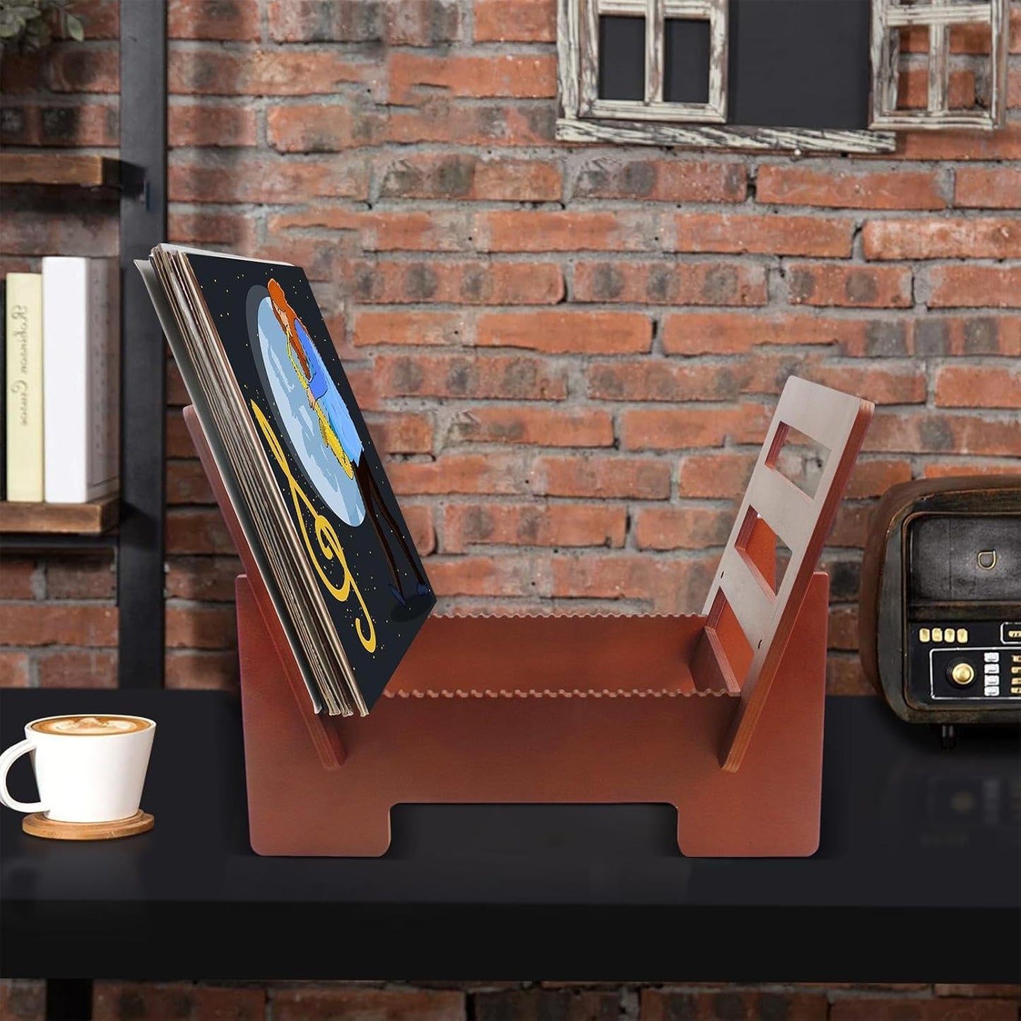 Wooden Storage Rack For Albums, Functional Album Display Holder, Rustic Wood Album Organizer, Elegant Document Storage Stand, Album Collection Storage Solution, Durable Wood Stand For Albums, Desktop