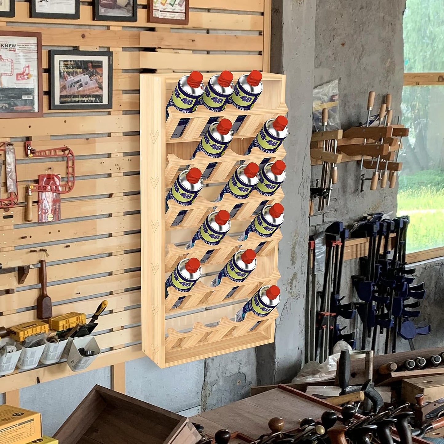 Support De Rangement Mural à 6 Niveaux Pour Peinture Ou Lubrifiant - 24 Canettes - 36,1 X 12,7 X 76,2 Cm (L X L X H)
