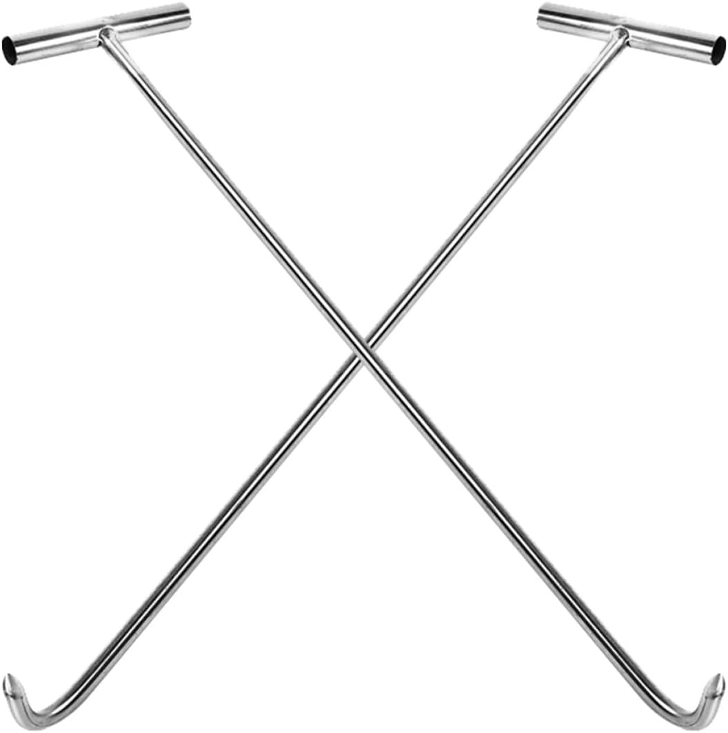  Housoutil Lot De 2 Crochets En Acier Inoxydable T, 38 Cm X 10 Mm, Crochets Robustes De Levage Pour Couvercles De Regard, Outils Pratiques Pour Maison, Garage Et Usage Industriel