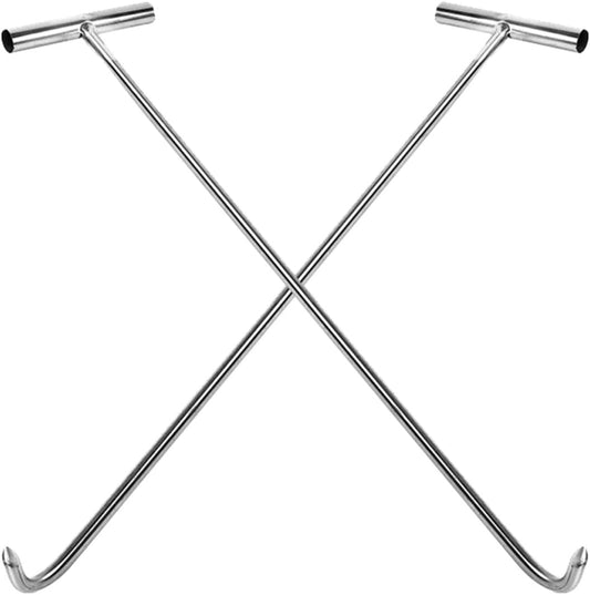  Housoutil Lot De 2 Crochets En Acier Inoxydable T, 38 Cm X 10 Mm, Crochets Robustes De Levage Pour Couvercles De Regard, Outils Pratiques Pour Maison, Garage Et Usage Industriel