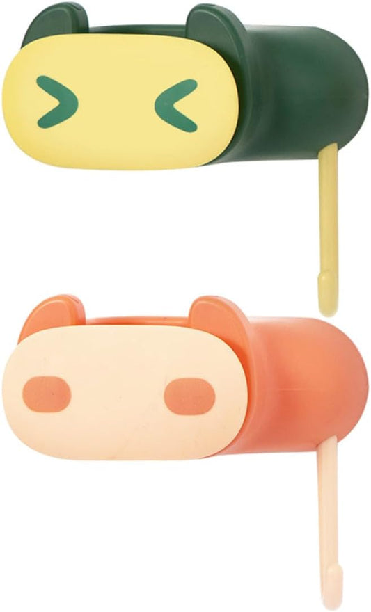  VICASKY Lot De 2 Porte-serpillères Sans Perçage En Plastique Résistant, Support Mural Adhésif Vert Et Orange, Organisateur De Buanderie Polyvalent Pour Balais, Serpillières Et Accessoires