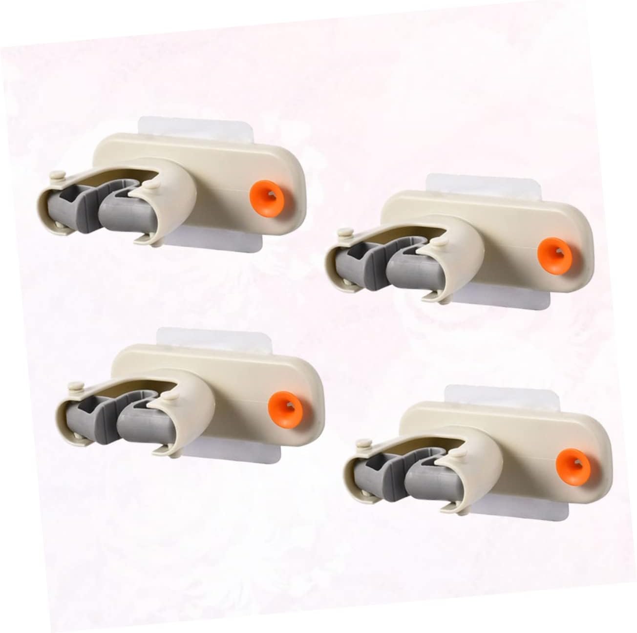  OUNONA 4pièces Support Mural De Rangement Pour Balai Et Mop De Auto-adhésifs Beige Organisateur Pratique Pour Cuisine Salle De Bain Et Garage