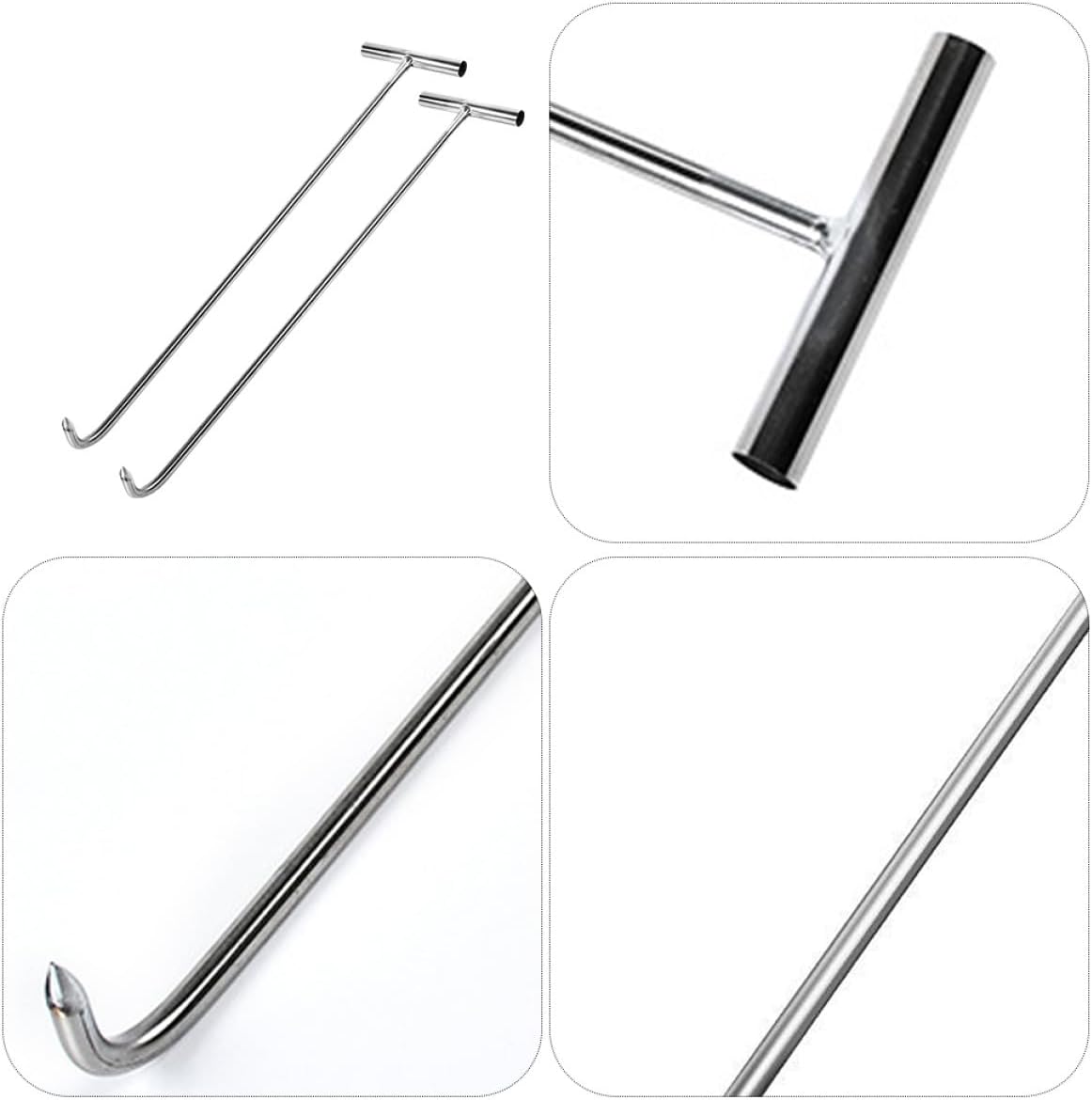  Housoutil Lot De 2 Crochets En Acier Inoxydable T, 38 Cm X 10 Mm, Crochets Robustes De Levage Pour Couvercles De Regard, Outils Pratiques Pour Maison, Garage Et Usage Industriel