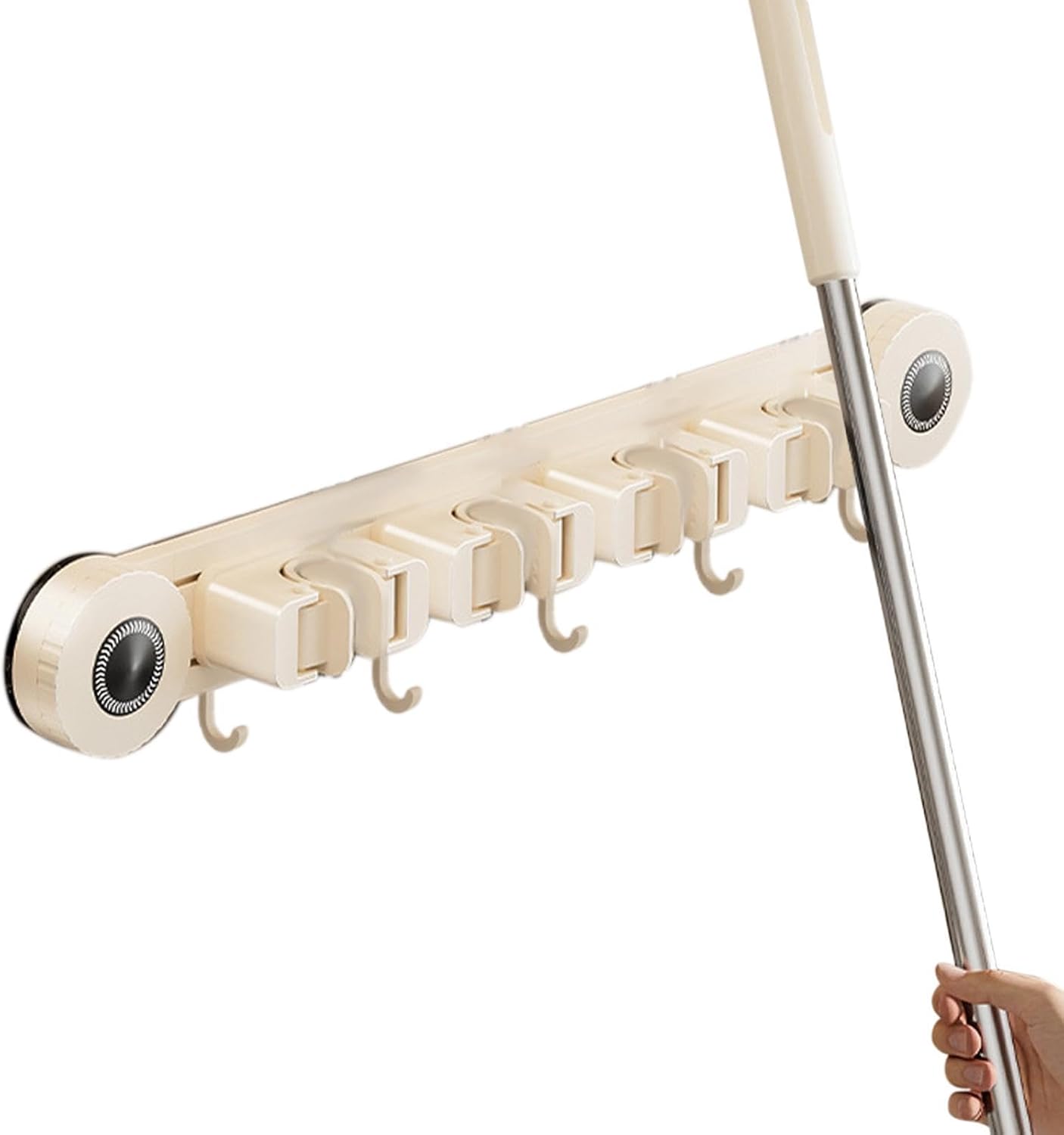GENERIC Support Mural Pour Balai – Ventouse Robuste Et Antirouille, Organisateur D'outils De Nettoyage Ménager, Support De Serpillière, Crochet Utilitaire De Garage, Amélioration De La Maison, Pinces Pour