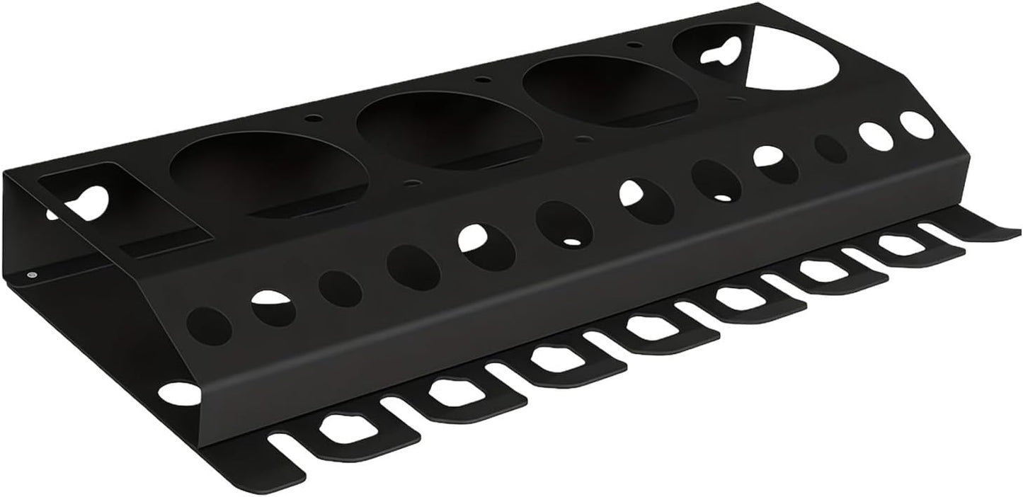  Porte-bouteilles Mural Robuste En Métal Avec 4 Compartiments De Conteneurs Et 8 Ouvertures à Outils Pour Le Rangement Dans Le Garage, L'atelier, Porte-outils Peu Encombrant