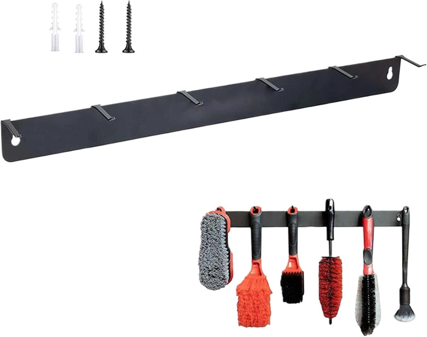  Porte-brosses De Détail, Porte-Brosses De Détail Murale à Crochets, Rack Compact Pour Outils Garage Atelier Maison Auto Nettoyage Roues Boîte à Outils Détaillants