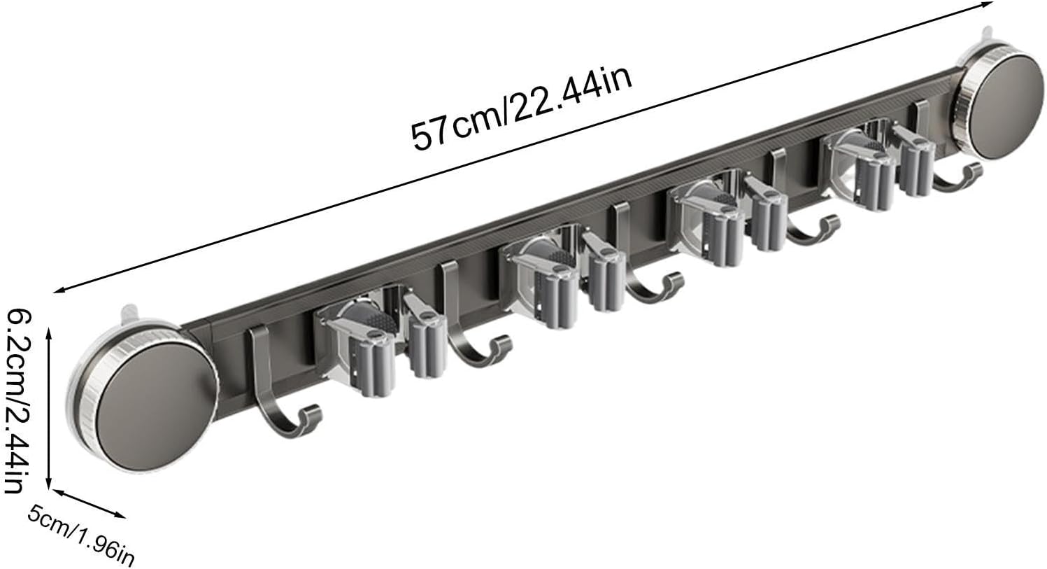 GENERIC Support à Balais, Robuste Et Antirouille Avec Ventouse – Organisateur D'outils De Nettoyage Domestique – Pour Dortoir, Bureau, Appartement, Chambre à Coucher, Salon, Salle De Bain