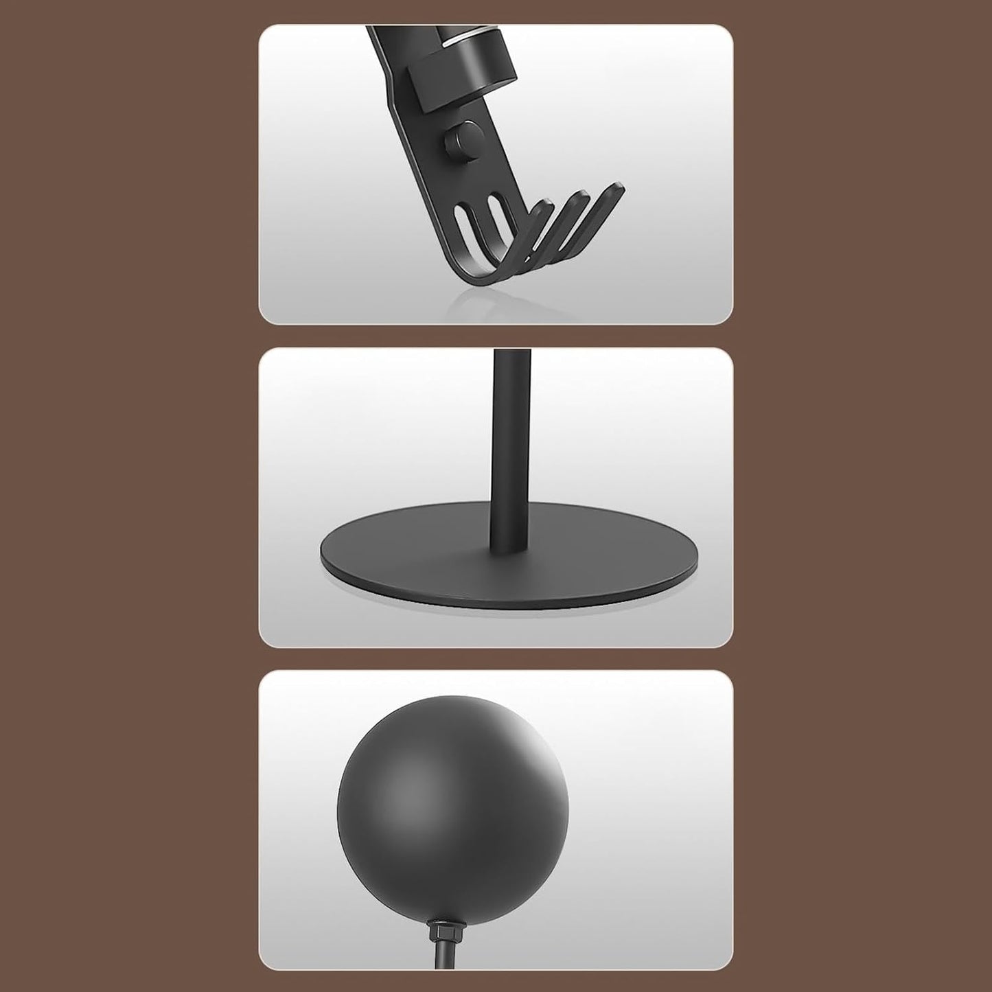  Support Mural Pour Casque De Moto, Support Pivotant à 180 Degrés Avec 3 Crochets Pour Garage, Entrée Ou Zone De Rangement, 35 Cm, 460 G, Noir, D'aluminium
