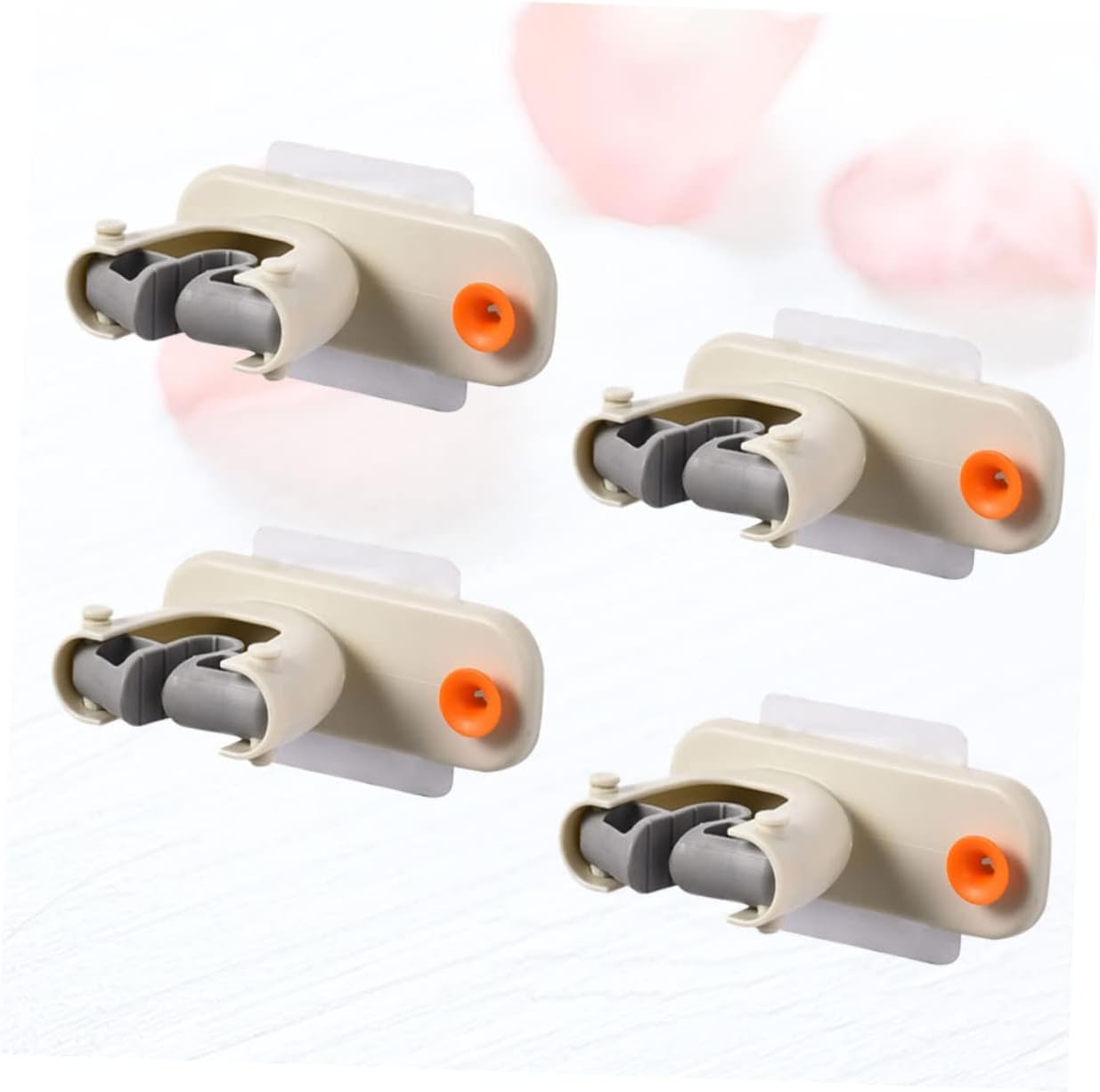  OUNONA 4pièces Support Mural De Rangement Pour Balai Et Mop De Auto-adhésifs Beige Organisateur Pratique Pour Cuisine Salle De Bain Et Garage