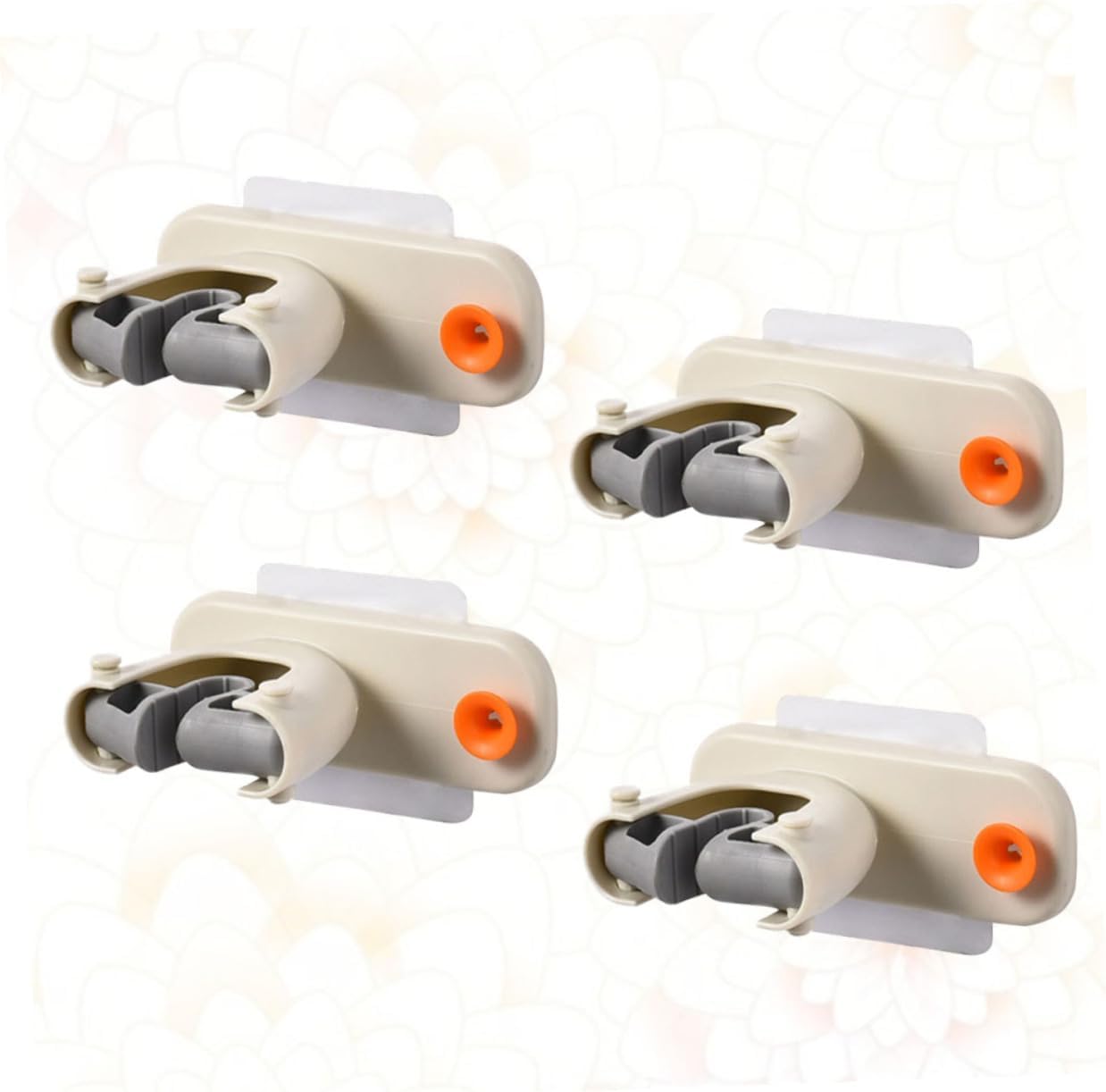  OUNONA 4pièces Support Mural De Rangement Pour Balai Et Mop De Auto-adhésifs Beige Organisateur Pratique Pour Cuisine Salle De Bain Et Garage