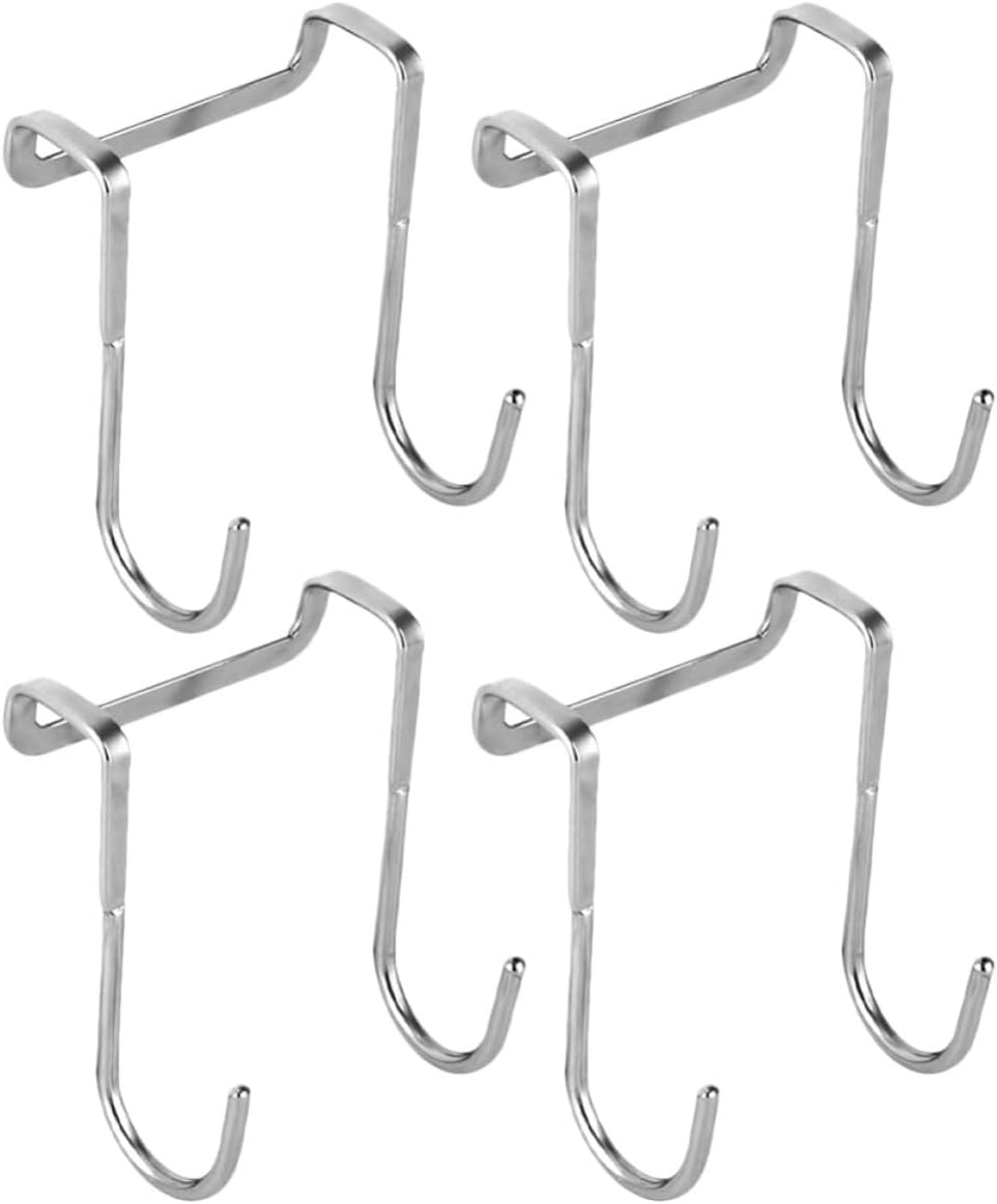  Angoily Double S De Rangement Sans Perçage En Acier Inoxydable 4pcs Forte Capacité De Charge, Pour Porte De Placard, Bureau Et Chambre