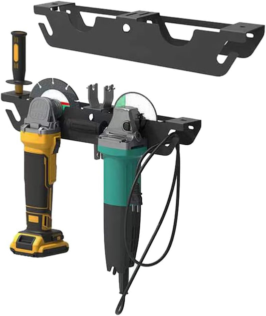  Support De Meuleuse D'angle - Support De Rangement Pour Meuleuse D'angle à 2 Baies Avec Support De Cordon, Support De Montage Mural Pour Fraises, Polisseuses, Garage Et Espace De Travail.