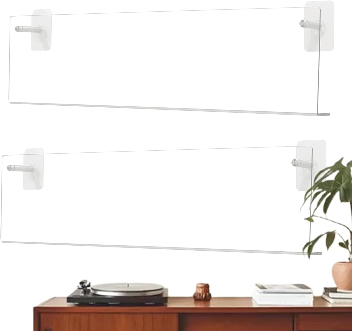 GENERIC Support Mural En Acrylique Transparent | Plateau De Rangement Sans Perçage Pour Les Amateurs De Musique, Les Collectionneurs, Le Salon, La Chambre à Coucher, Le Cinéma Maison, Le Carnet De Notes