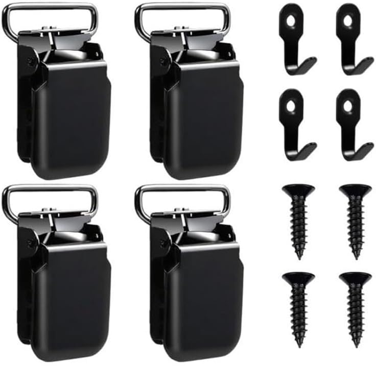  Lot De 4 Clips Muraux Résistants Pour Tapis, Tapisserie, Couettes Et Tapis De Voiture – Crochets De Suspension En Fer Et Plastique Avec Vis Pour L'organisation De La Maison Et Du Véhicule