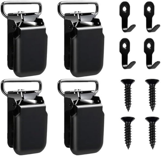  Lot De 4 Clips Muraux Résistants Pour Tapis, Tapisserie, Couettes Et Tapis De Voiture – Crochets De Suspension En Fer Et Plastique Avec Vis Pour L'organisation De La Maison Et Du Véhicule