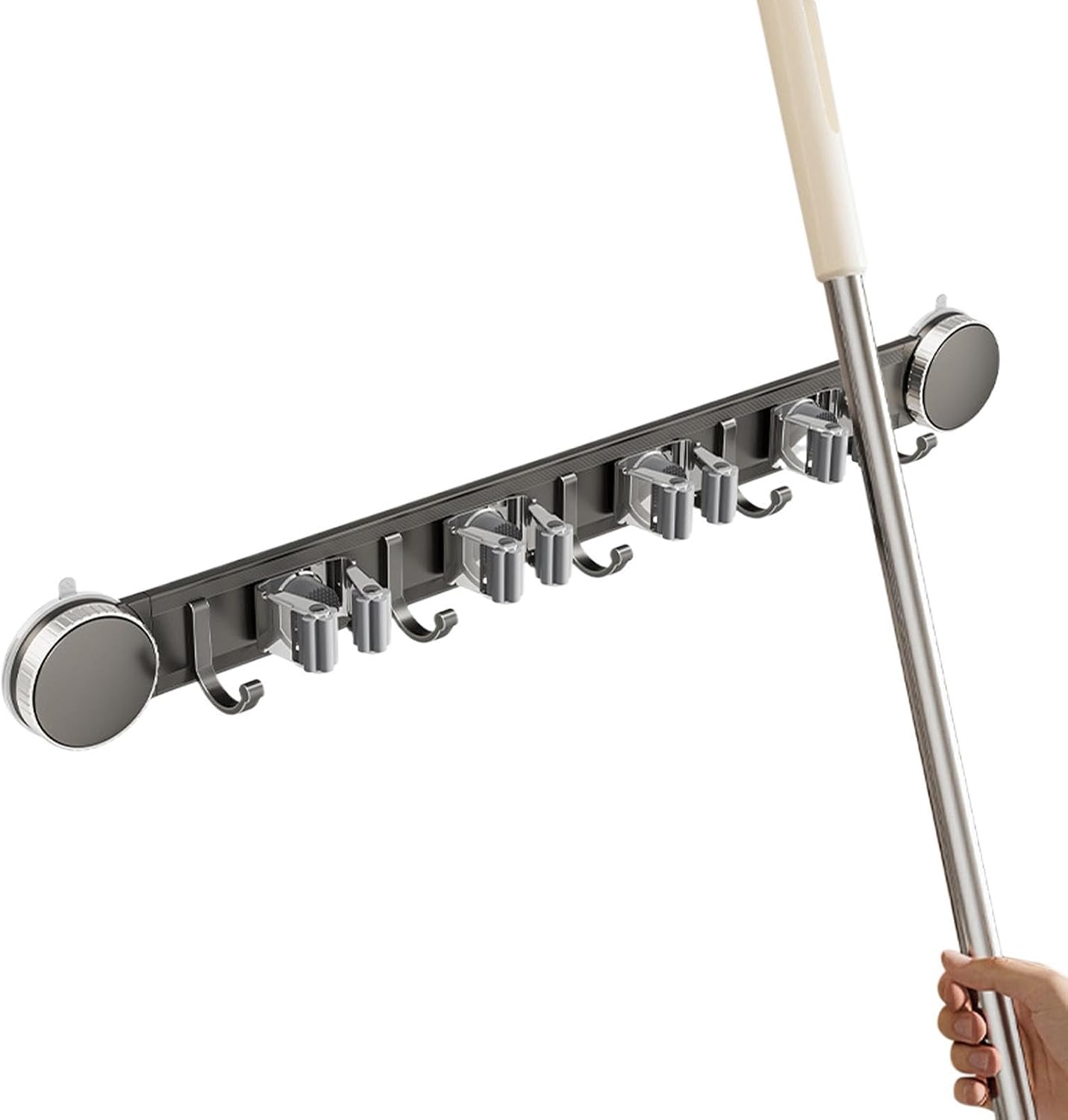 GENERIC Support à Balais, Robuste Et Antirouille Avec Ventouse – Organisateur D'outils De Nettoyage Domestique – Pour Dortoir, Bureau, Appartement, Chambre à Coucher, Salon, Salle De Bain