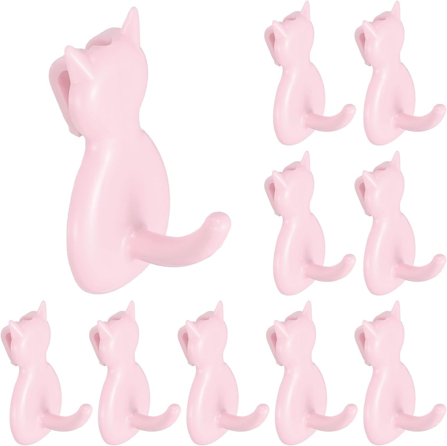  Sourcing Map Lot De 10 Crochets Muraux En Forme De Chat En Plastique Pour Garage, Magasin, Entrepôt, Magasin, Maison, 5,6 Cm, Rose Clair