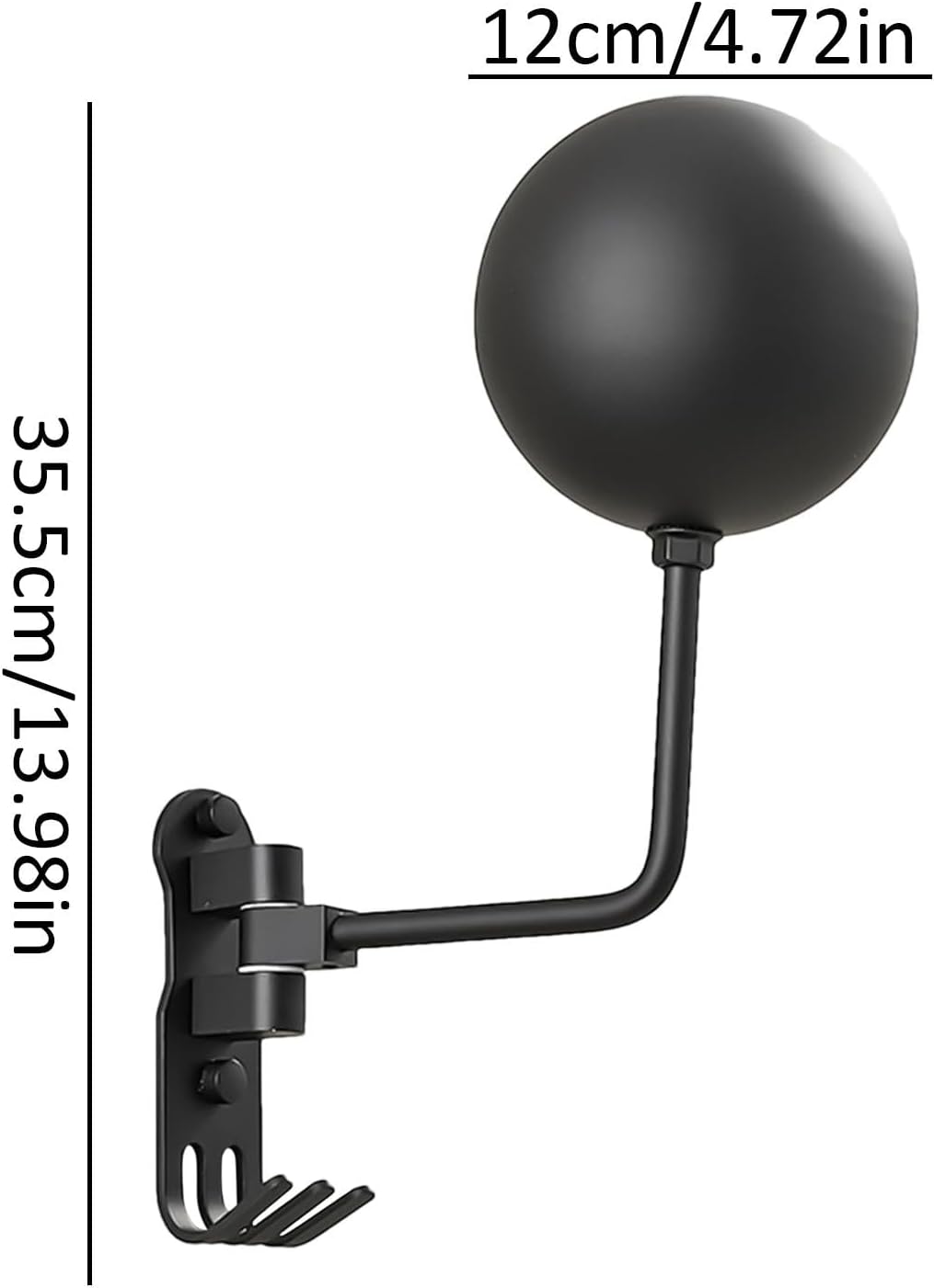  Support Mural Pour Casque De Moto, Support Pivotant à 180 Degrés Avec 3 Crochets Pour Garage, Entrée Ou Zone De Rangement, 35 Cm, 460 G, Noir, D'aluminium