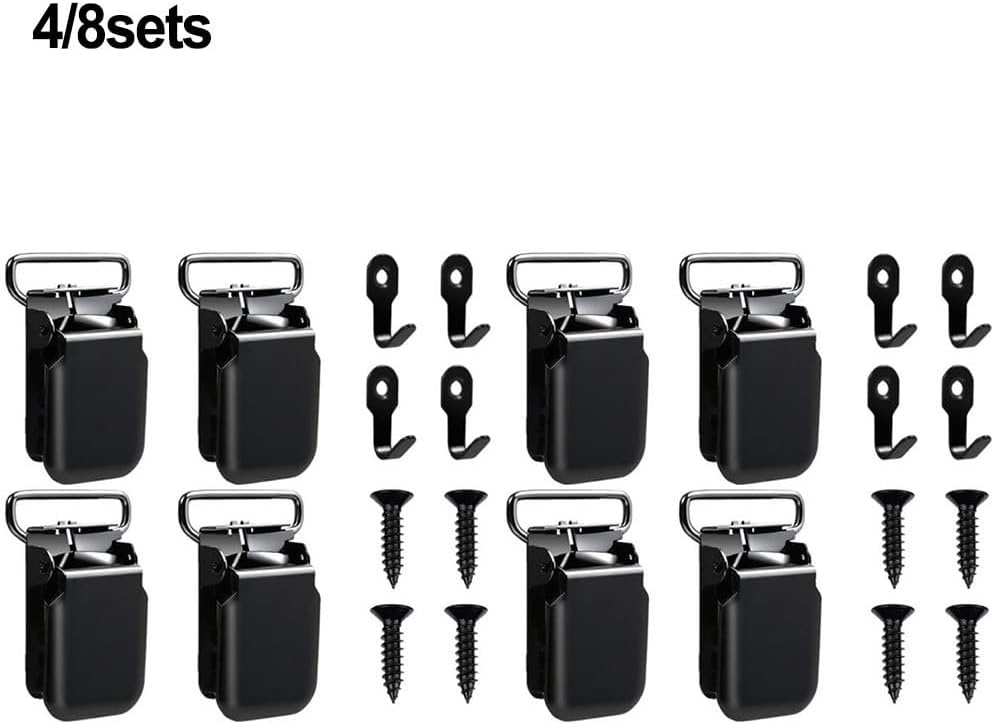  Lot De 4 Clips Muraux Résistants Pour Tapis, Tapisserie, Couettes Et Tapis De Voiture – Crochets De Suspension En Fer Et Plastique Avec Vis Pour L'organisation De La Maison Et Du Véhicule