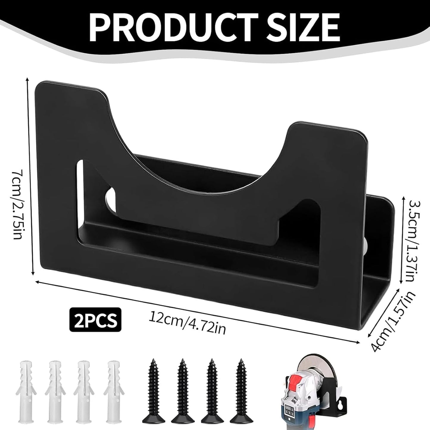  Lot De 2 Supports Muraux Pour Meuleuse à Installation Rapide Pour Garage, Atelier, économiseur D'espace