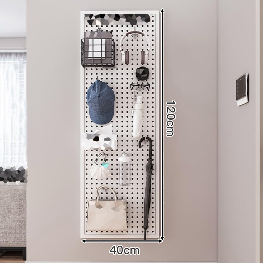  Générique Organiseur Mural Perforé Avec 10 Crochets – Support De Rangement Pour Outils En Métal Pour Atelier, Salle De Bricolage, Cuisine, Garage – Noir, 120 X 40 Cm