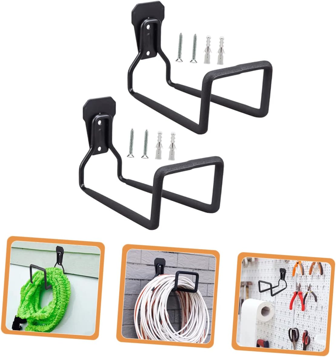  Gatuida 2 Pièces Crochets De Rangement Muraux Heavy Duty Organisateur De Garage Pour Outils Et Câbles Fixation Facile Sur Murs Plâtre