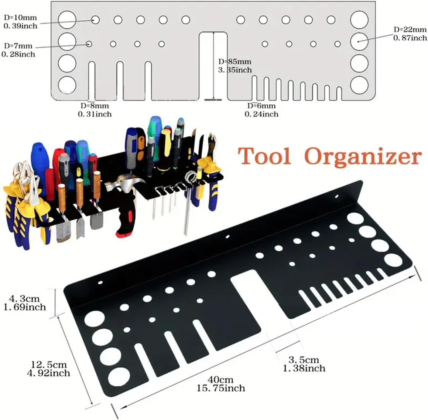 Générique Metal Tool Organizer, Pliers Holder Rack, Mounted Tool Organizer, Heavy Duty Tool Rack, Multifunctional Wall-Mounted Tools Racks For Screwdriver, Pliers, Hammers, And Spatula