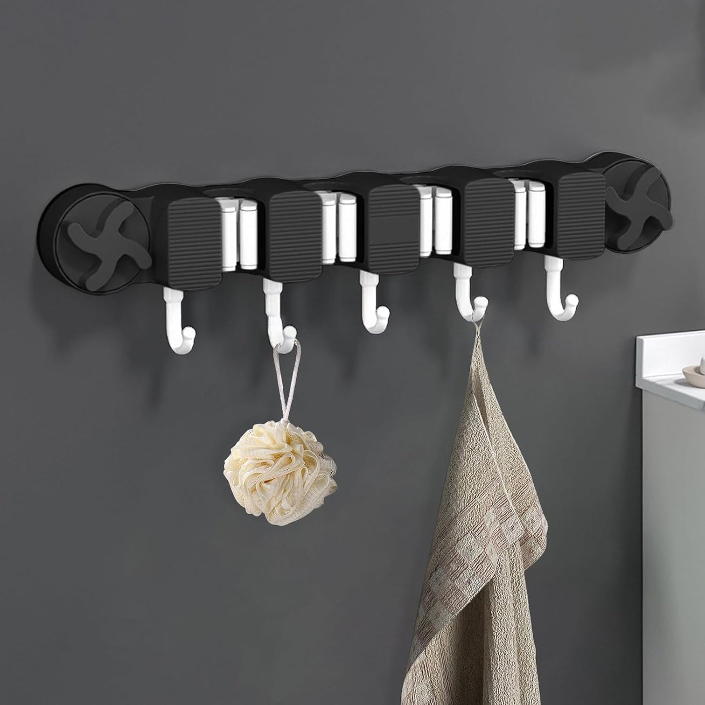 GENERIC Support Mural Pour Balai Et Serpillère | Support De Rangement Mural à Ventouse | Support Pour Fournitures De Nettoyage Pour Outils De Jardin, Commercial, Industriel, Appartement, Pelle à Chiffons