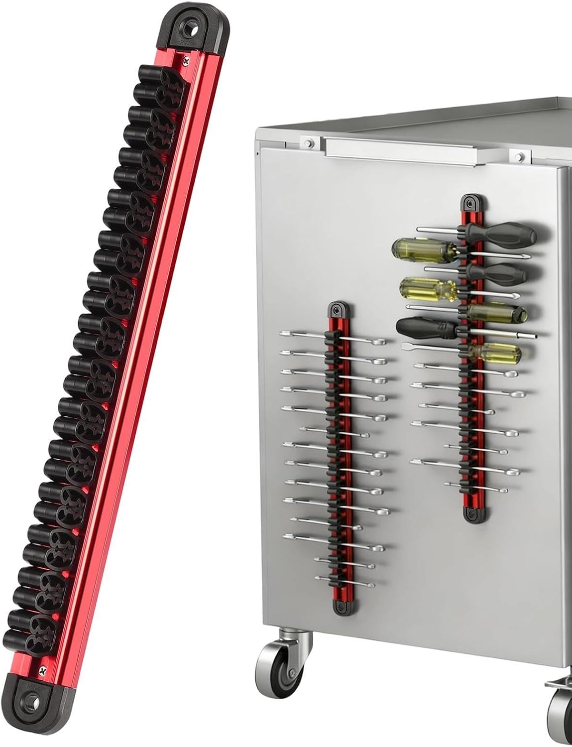 GENERIC Option 1 Support Magnétique Pour Tournevis – Rangement Sur Rail En Aluminium, Porte-clés Haute Capacité Avec Poignée Puissante En Néodyme, Permet D' Les Petits Outils à Main En Toute Sécurité