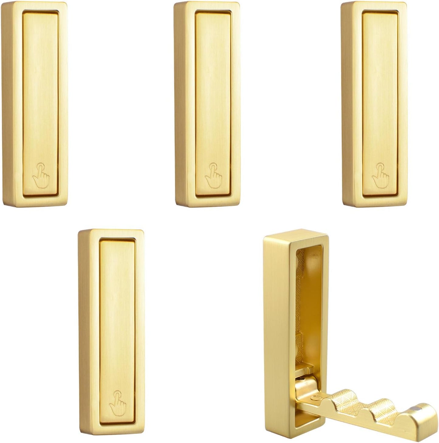  MOROBOR Lot De 5 Crochets Muraux Carrés Pliables Antidérapants Et Robustes En Alliage De Zinc Pour Suspendre Manteaux, Sacs, Sacs à Dos, Serviettes (cuivre Brossé)