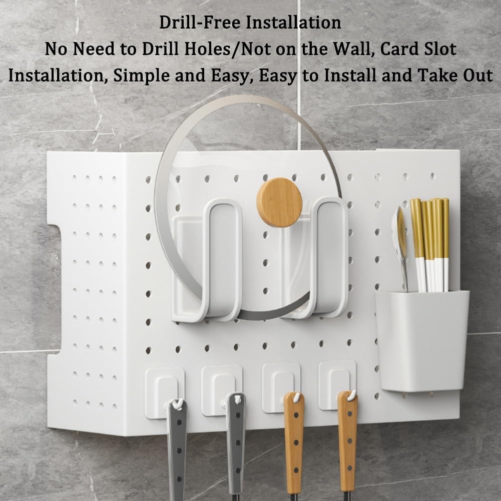  Générique Kit D'organisation De Panneau Perforé Mural, Panneau De Rangement En Métal DIY Avec Accessoires Pour La Maison Et Le Bureau, Blanc, 38x15x30cm – Solution D'affichage Mural Parfaite !