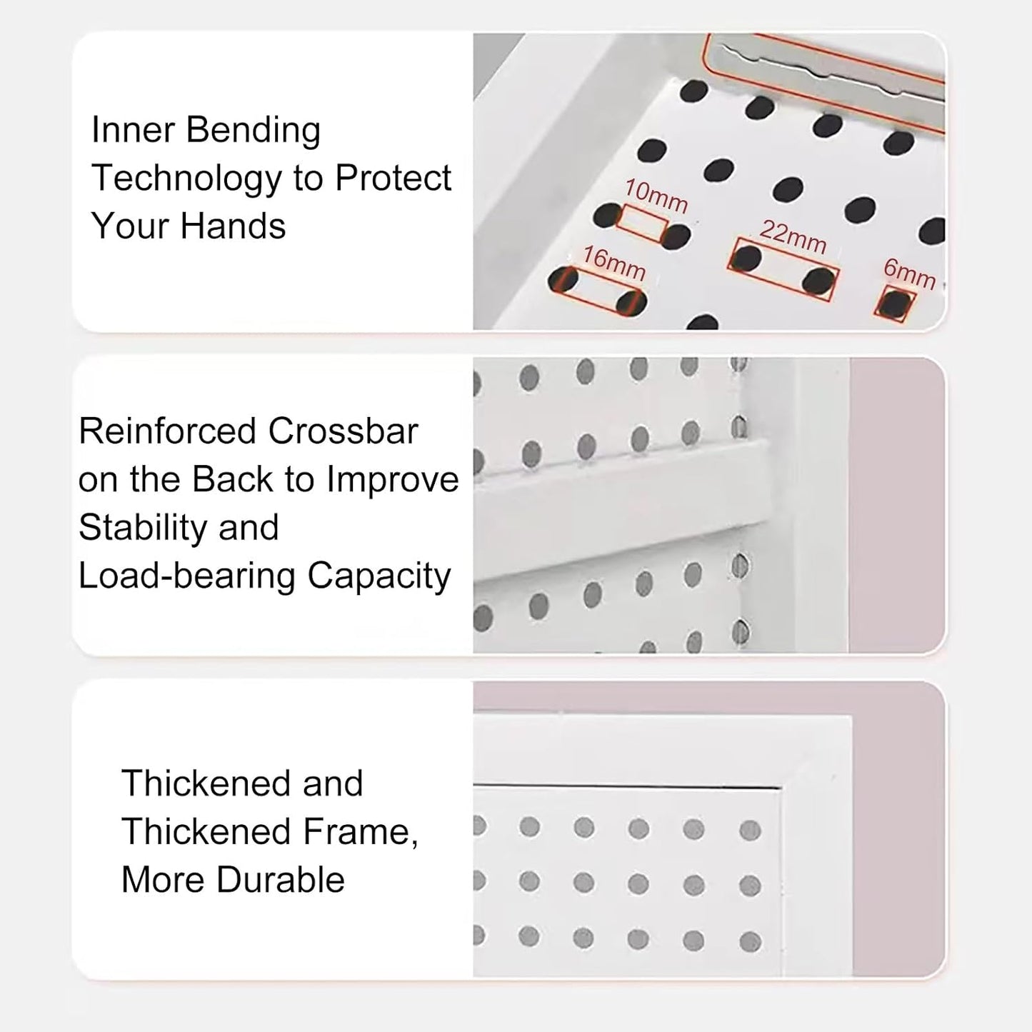 GENERIC Kit De Rangement D'outils En Métal Robuste Avec 20 Crochets, Idéal Pour La Maison Et Le Bureau, 120 X 60 Cm