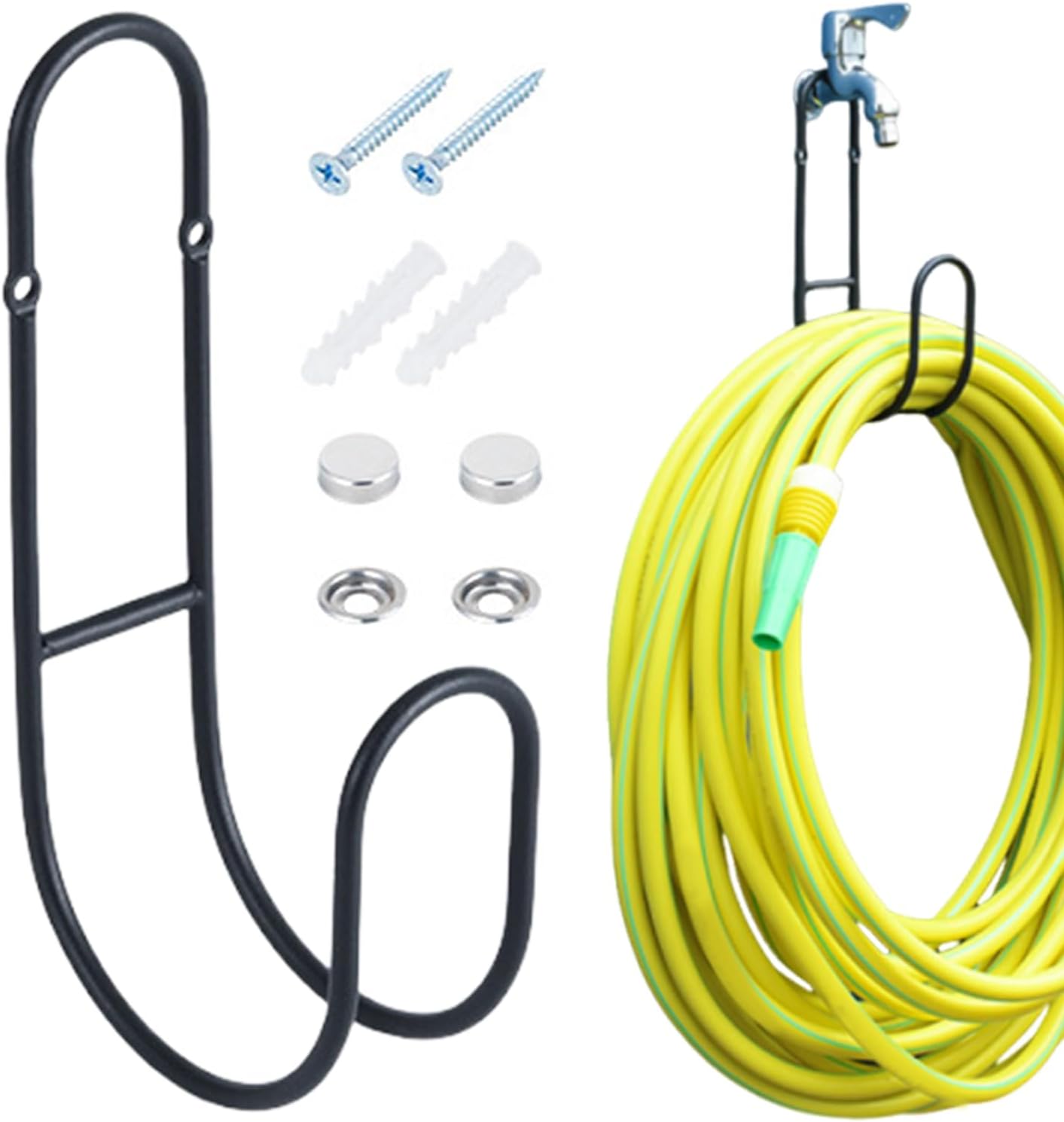 GENERIC Support De Tuyau D'arrosage | Fixation Murale En Métal Robuste – Support De Tuyau D'arrosage De Stockage Extérieur | Pour L'organisation Des Rallonges De Tuyau, Corde, Piscine, Garage, Arrière-cour