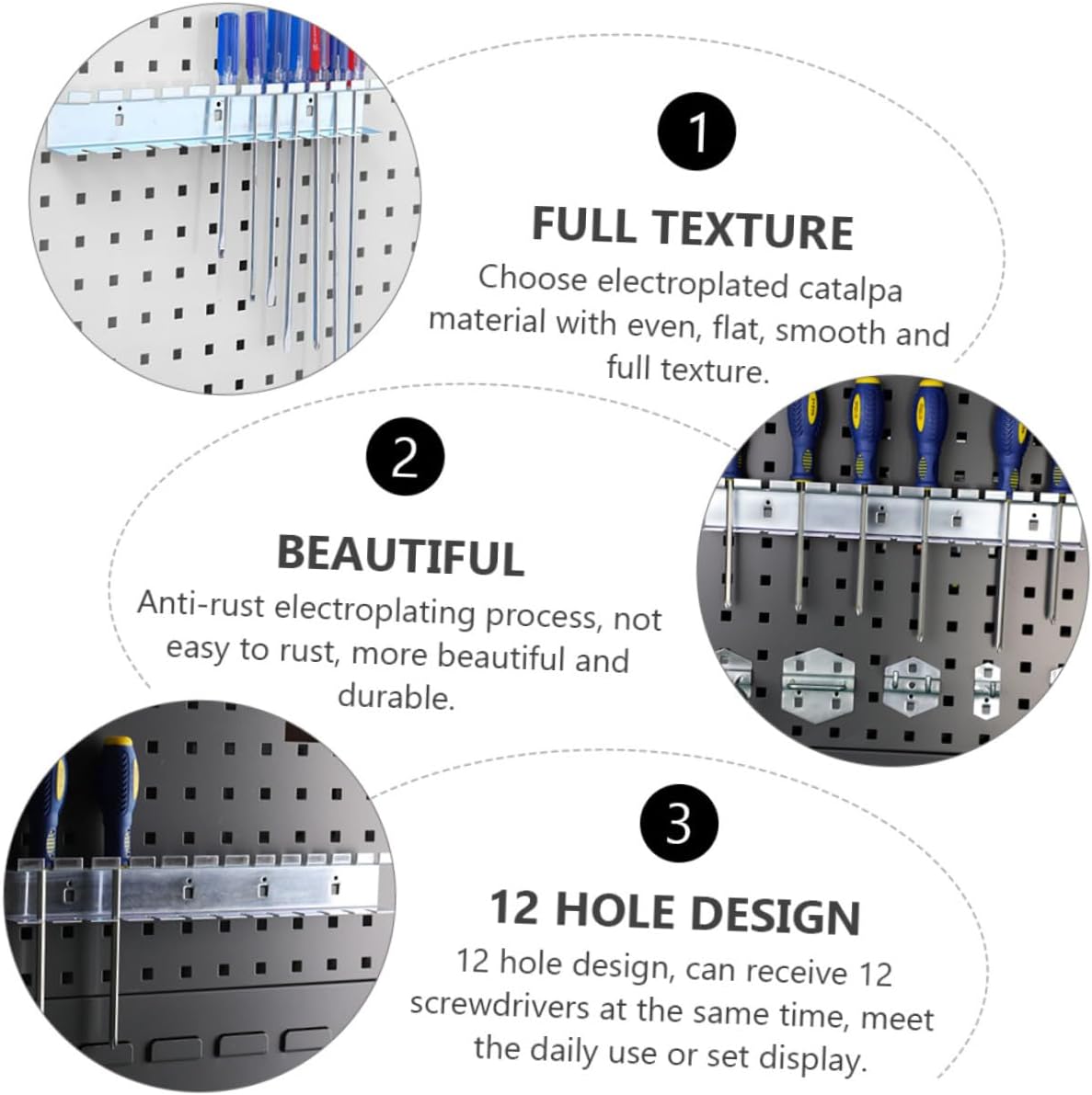  Cabilock Support Mural Pour Tournevis Acier Organisateur Robuste Et Anti-Rouille Montage Facile Pour Rangement Atelier Et Garage