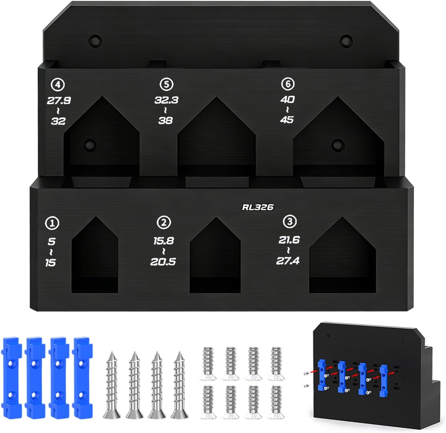 GENERIC Support De Rangement Pour Outils, 6 Emplacements à Fixation Murale Pour établi De Vélo, Support De Serrage Peu Encombrant | Pour établi, Garage, Abri De Jardin, Panneau Perforé, Maison, Atelier