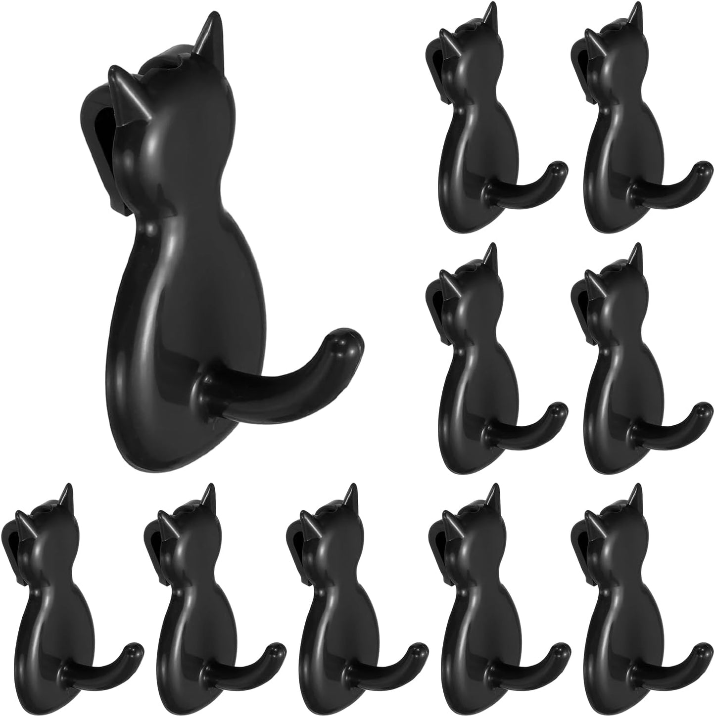  Sourcing Map Lot De 10 Crochets Muraux En Forme De Chat En Plastique Pour Garage, Magasin, Entrepôt, Magasin, Maison, 5,6 Cm, Noir
