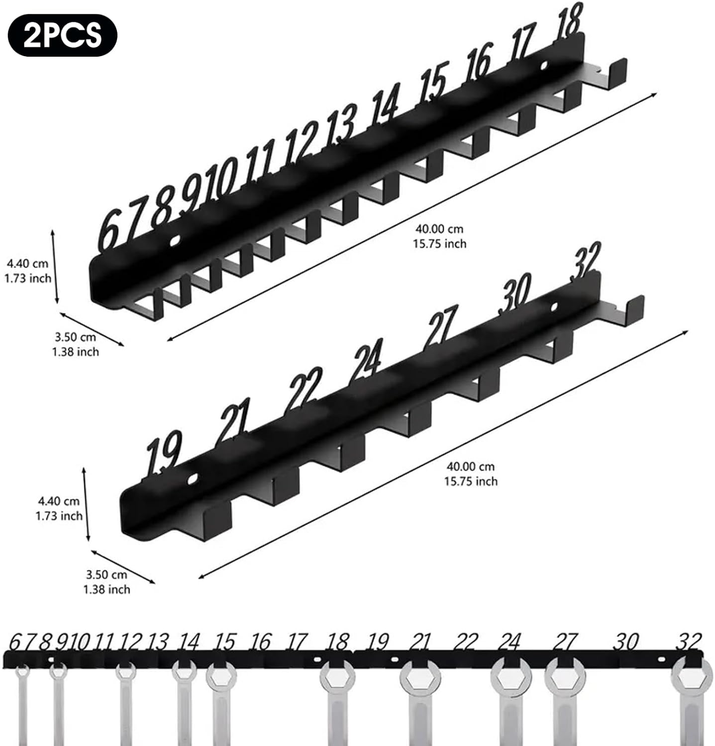  Support De Clé Pour 20 Clés, Organisateur De Clé Mural, Organisateur En Fer Pour Le Stockage Des Outils, Convient à 6mm à 32mm Stockage