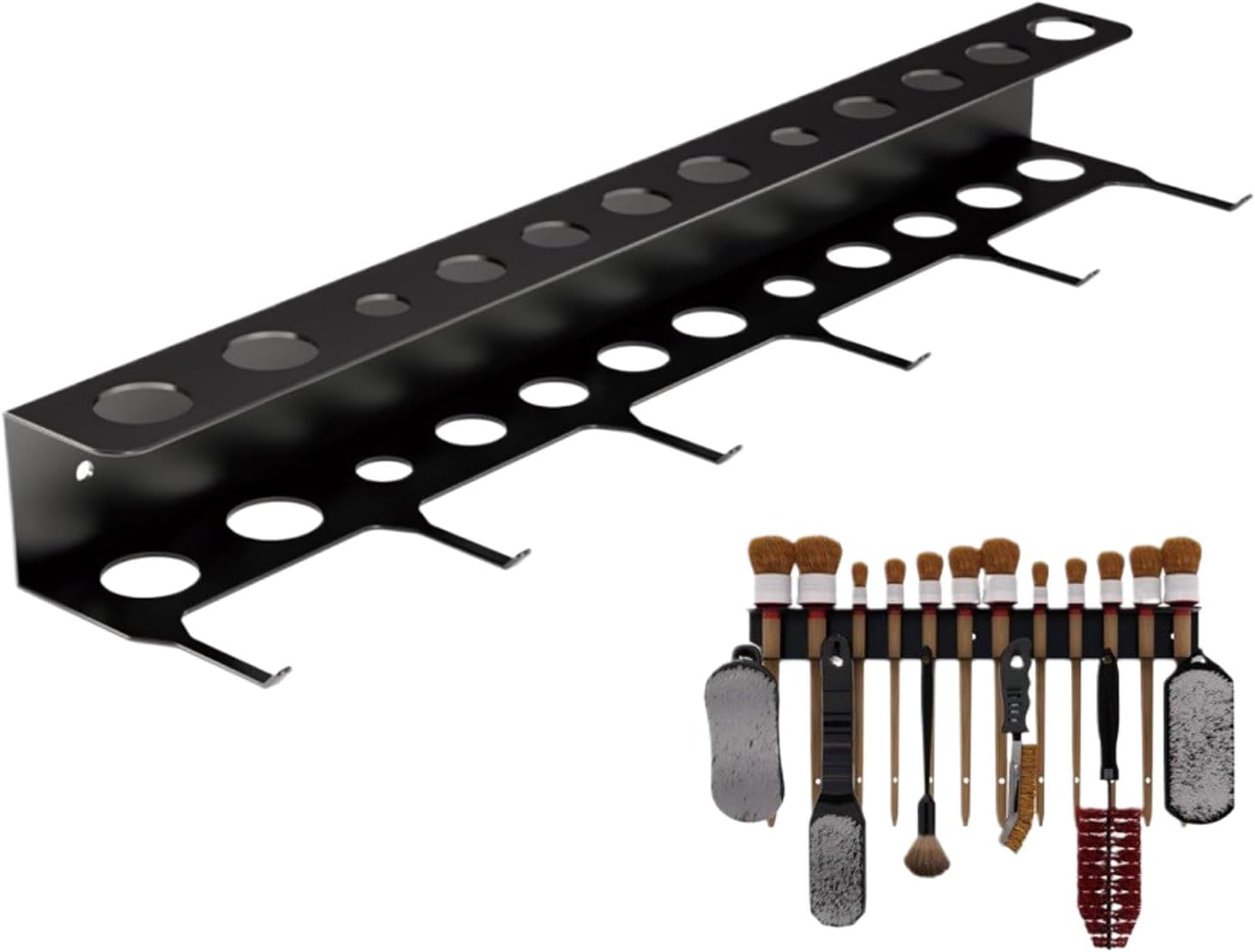 GENERIC Porte-brosses De Détail, Très Résistant Et Peu Encombrant Avec Crochets | Rangement D'outils De Lavage De Voiture, Pour Le Garage, Le Travail, La Maison Et L'atelier