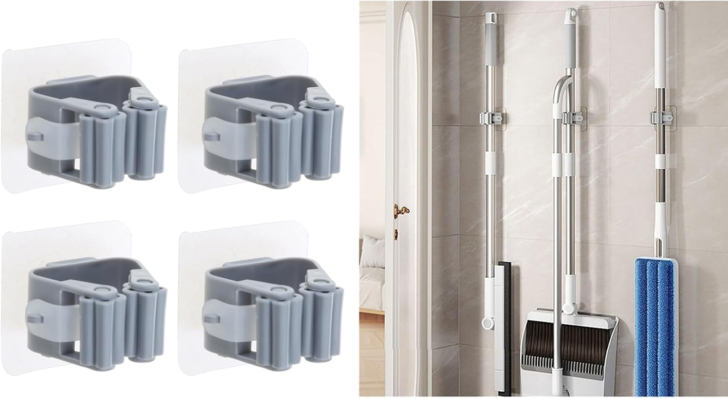  Lot De 4 Supports Muraux Pour Balai Et Balai Auto-adhésifs