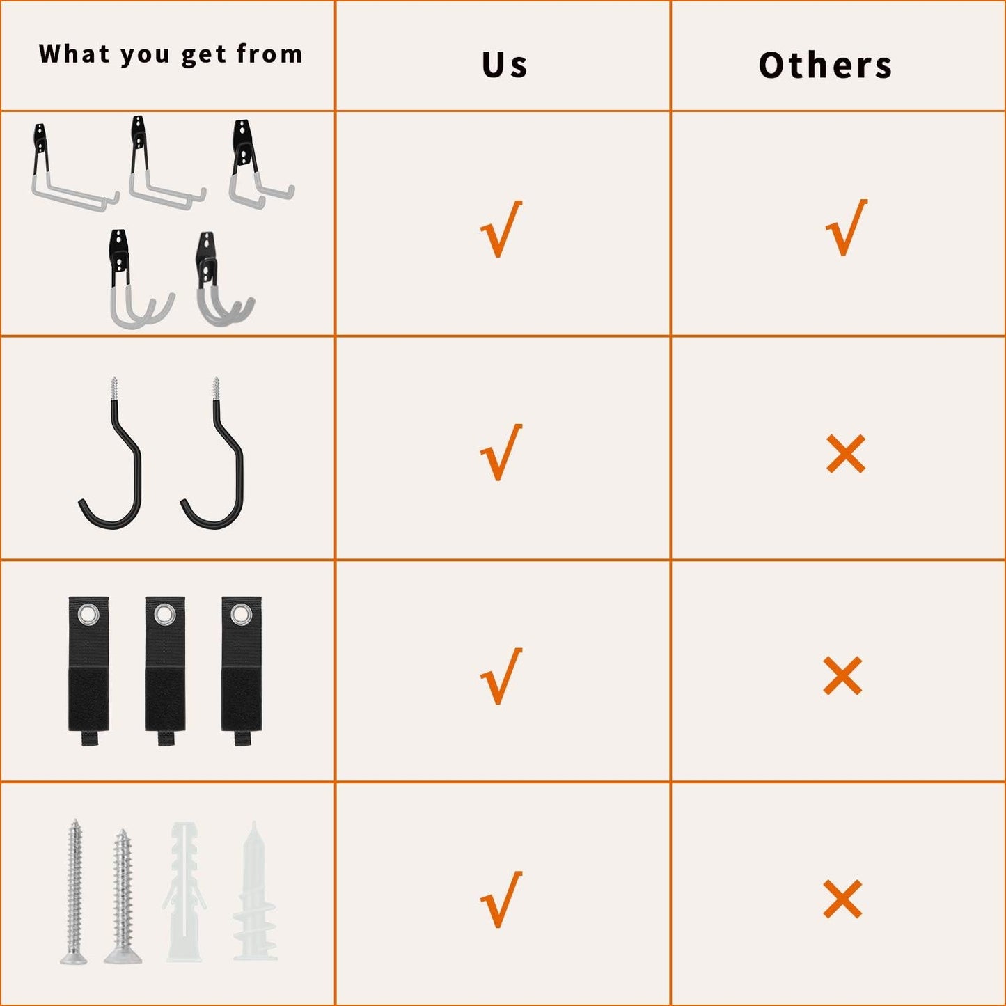  SMARTOLOGY Lot De 15 Crochets De Garage Avec Crochet De Vélo Et Rallonge De Cordon, Lot De 15 Cintres Multi-outils En Acier, Utilitaires Lourds.
