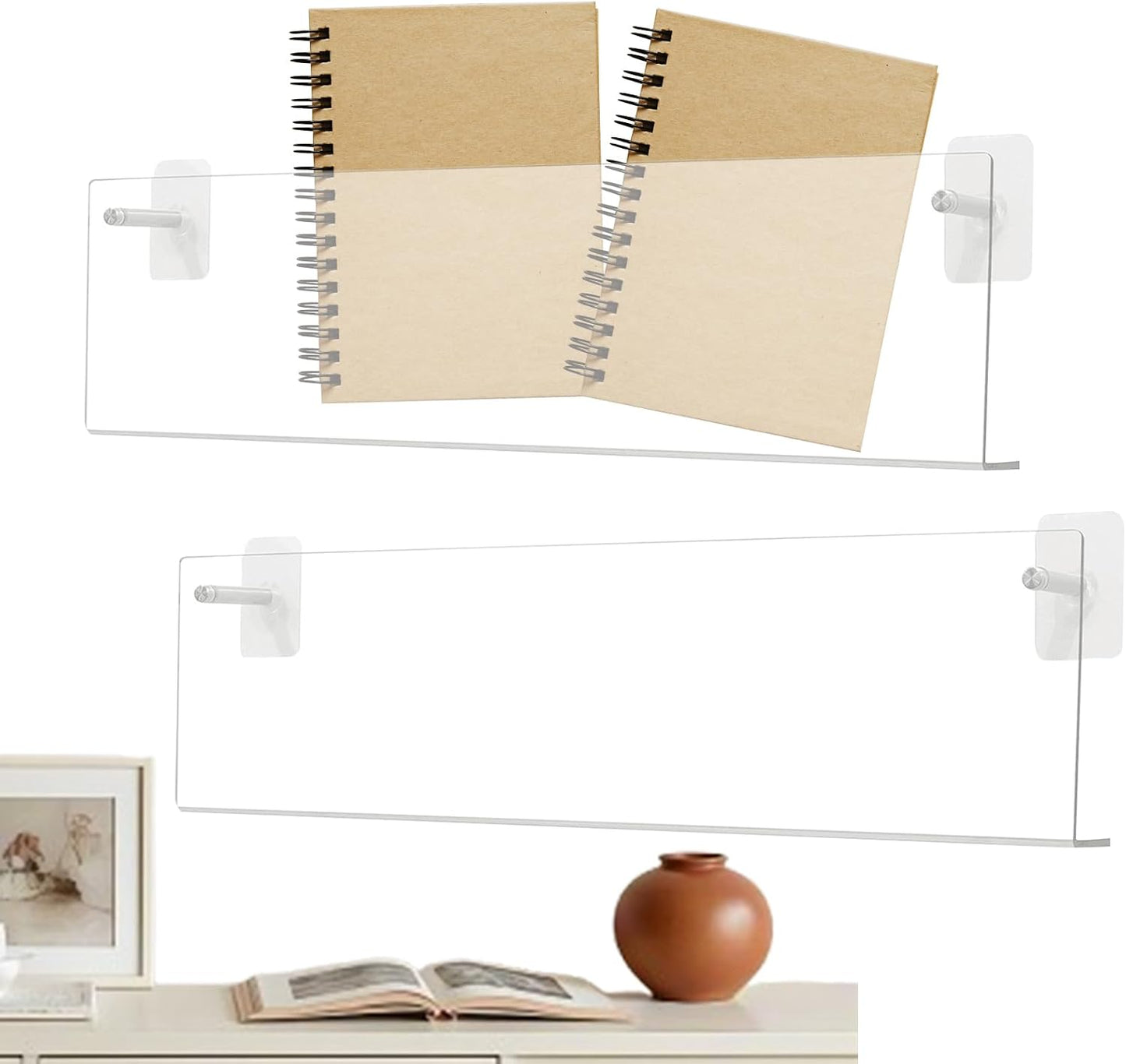 GENERIC Support Mural En Acrylique Transparent | Plateau De Rangement Sans Perçage Pour Les Amateurs De Musique, Les Collectionneurs, Le Salon, La Chambre à Coucher, Le Cinéma Maison, Le Carnet De Notes