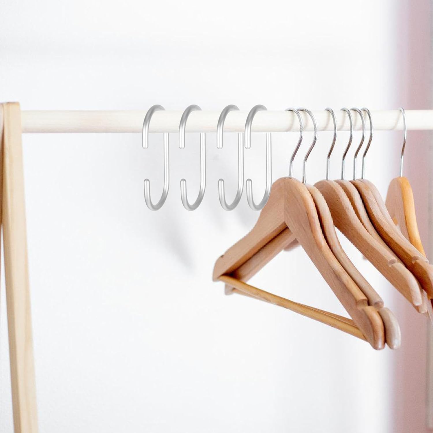  Housoutil Lot De 6 Crochets De C Petits, En Alliage D'aluminium Couleur Argenté Spatial, Crochets Métalliques Pour Suspendre Foulards, Paquet, Pantalons Placards, Rangement Multifonction