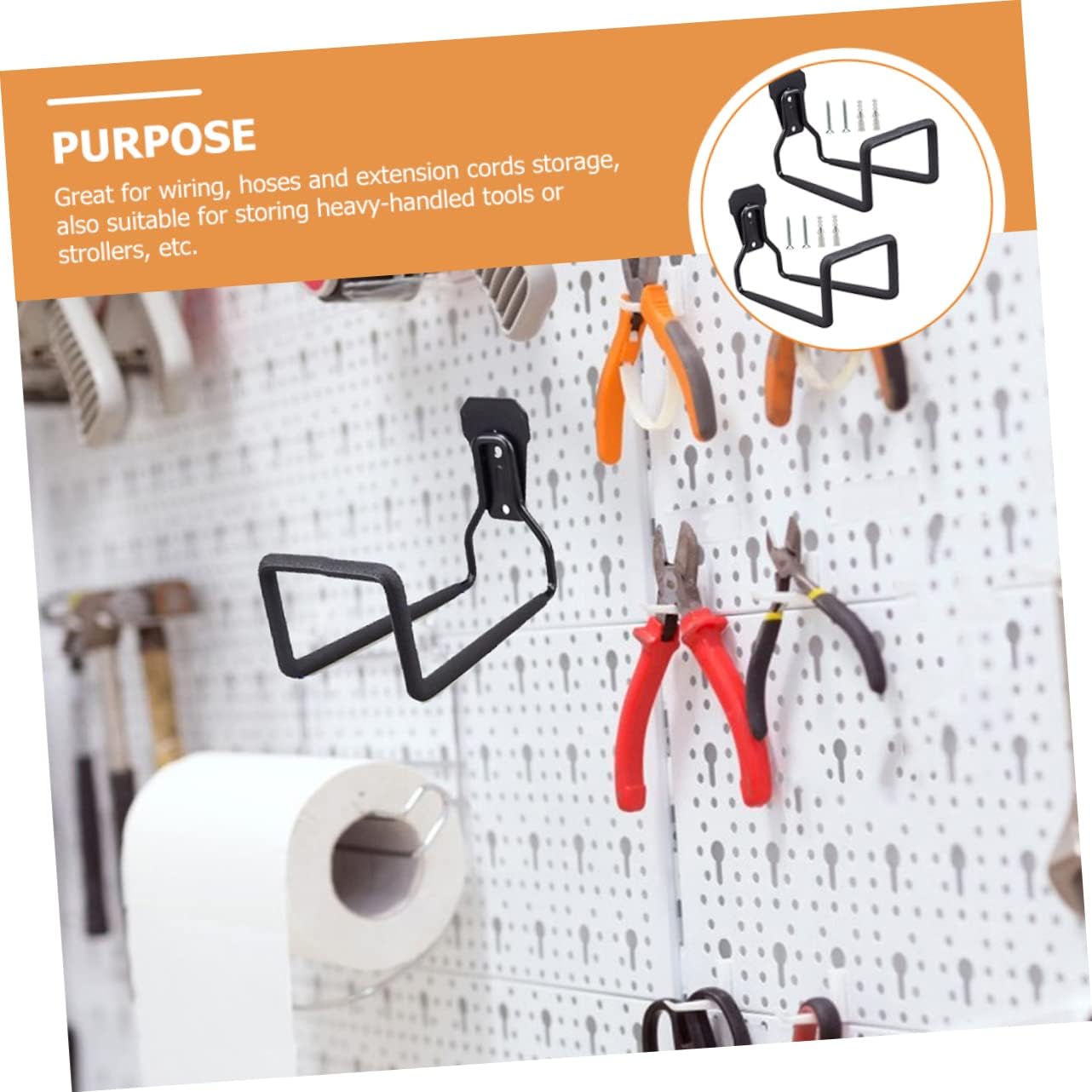  Gatuida 2 Pièces Crochets De Rangement Muraux Heavy Duty Organisateur De Garage Pour Outils Et Câbles Fixation Facile Sur Murs Plâtre