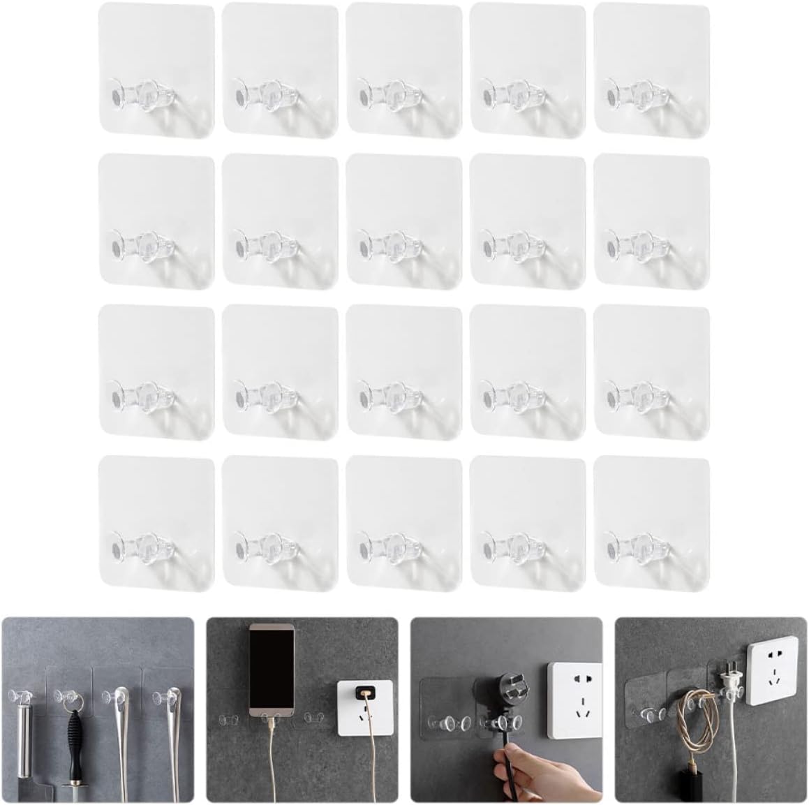  Cabilock Lot De 5 Supports Muraux Adhésifs Extensibles Multifonctionnels Solides Pour Éviter L'encombrement Du Bureau 20 Pièces X 5