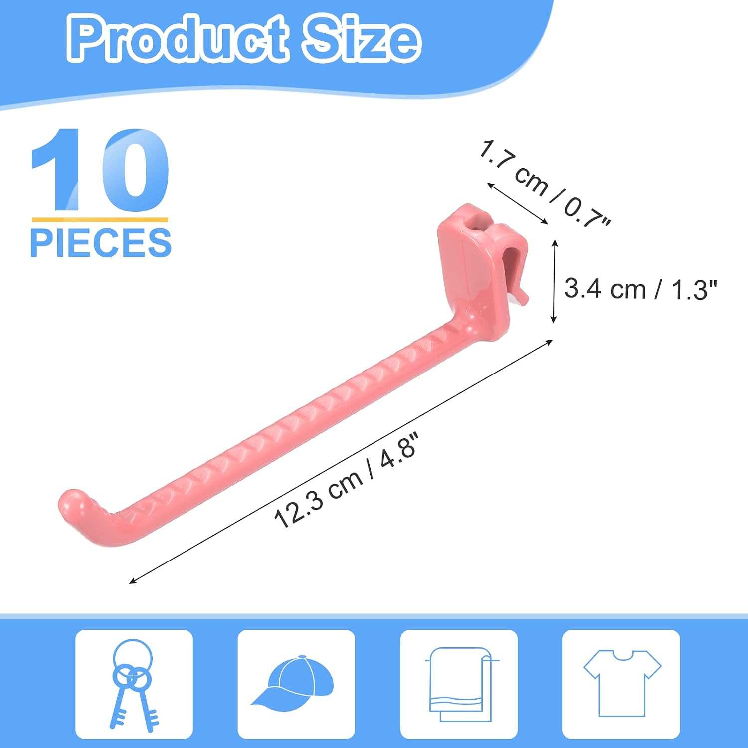  Sourcing Map Lot De 10 Crochets Muraux En Plastique Pour Panneau Mural De 12 Cm, Crochets D'étagère Pour Garage, Magasin, Entrepôt, Magasin, Maison, Rose