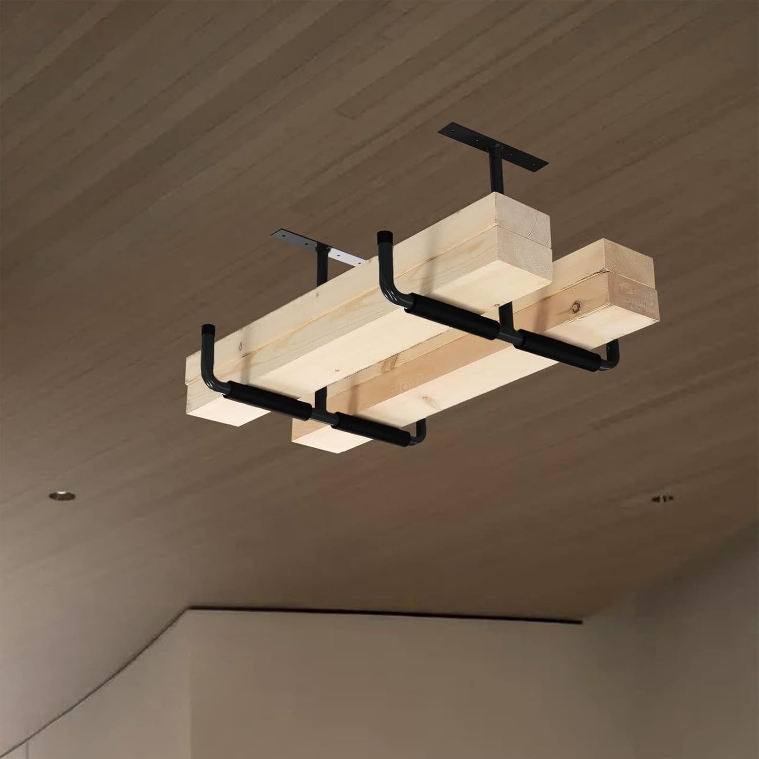  Racks De Rangement Pour Plafond De Garage,2 Supports En T En Métal Robuste | Crochets Suspendus Pour Garage | Pour Échelle, Bois, Équipements Sportifs, Pelles, Cannes À Pêche, Skis, Cave, Abri De